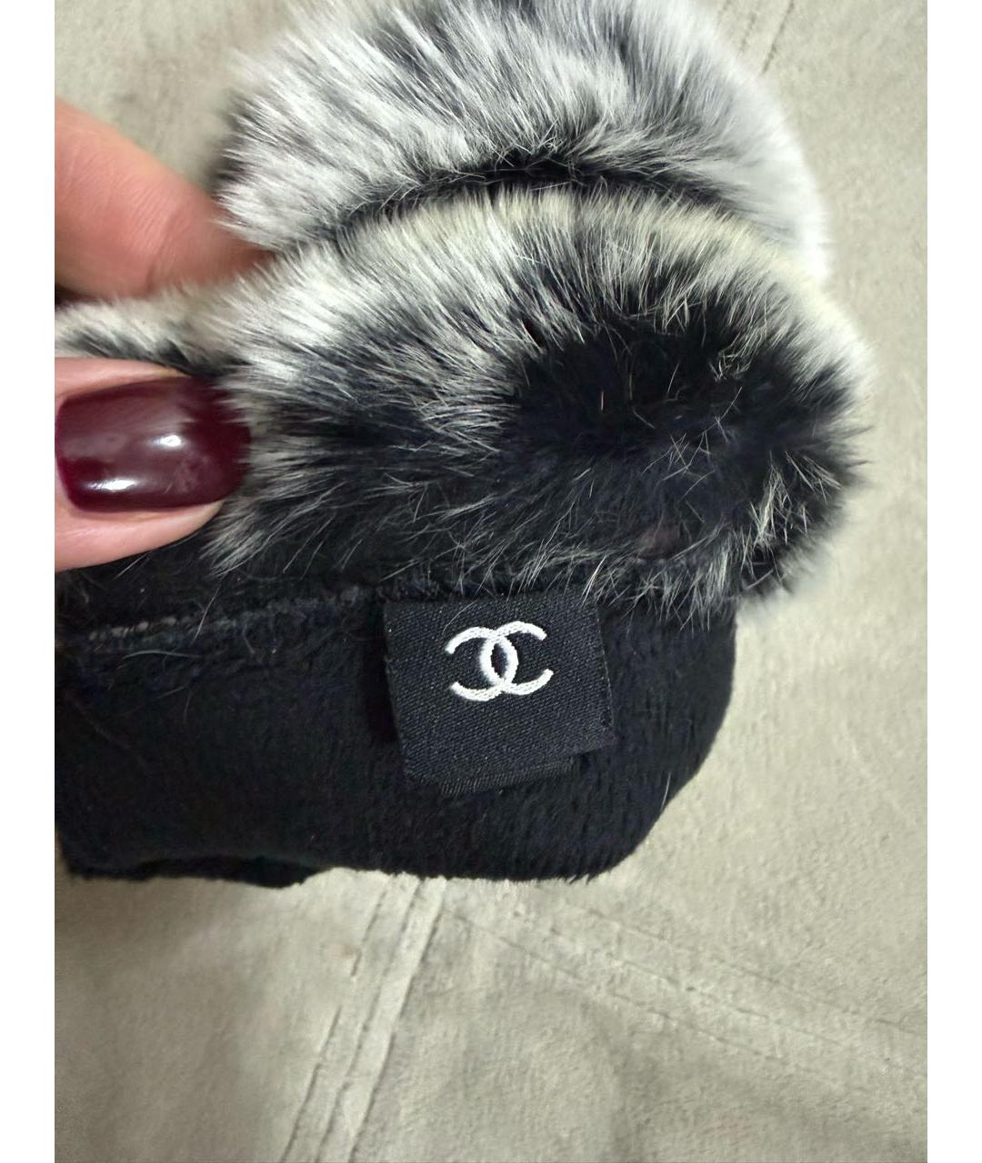 CHANEL Черные кожаные митенки, фото 3