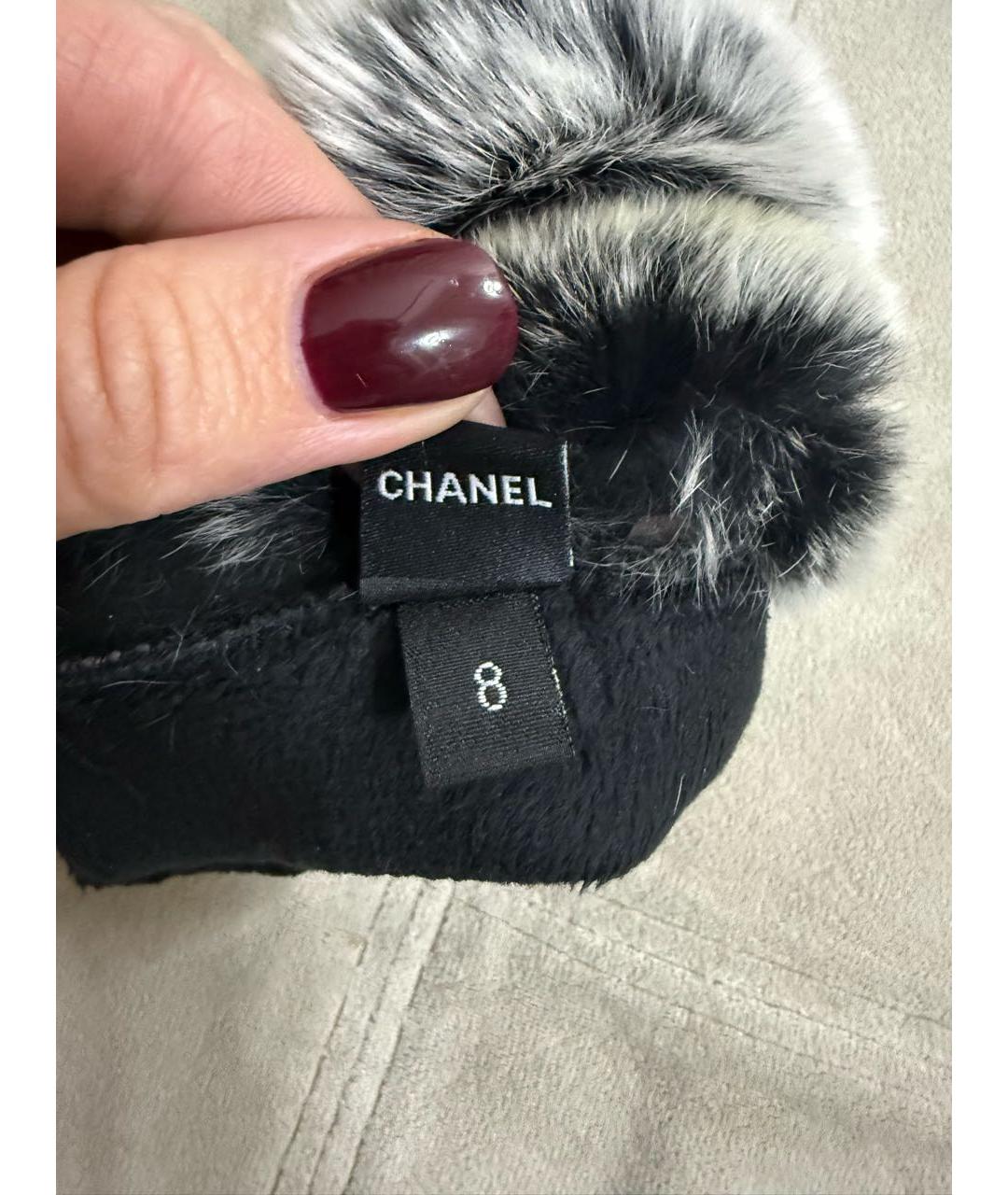CHANEL Черные кожаные митенки, фото 4