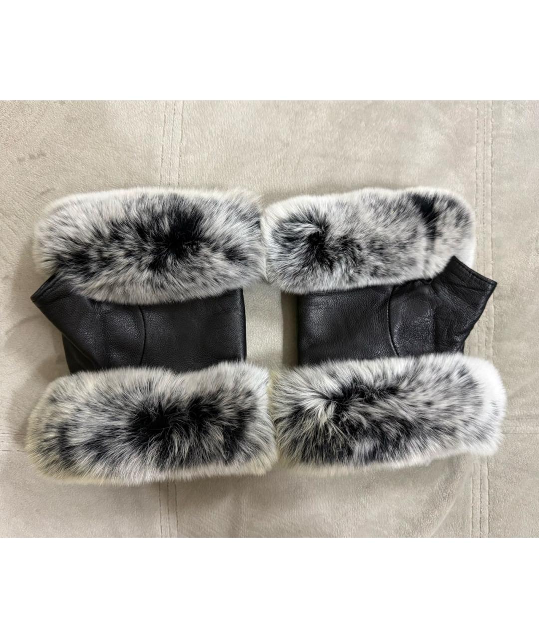 CHANEL Черные кожаные митенки, фото 2