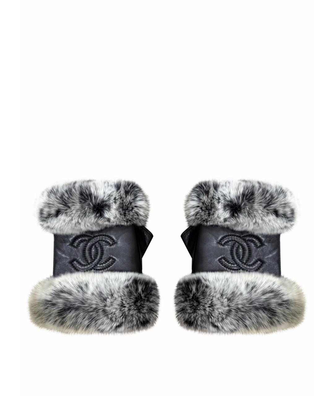 CHANEL Черные кожаные митенки, фото 1