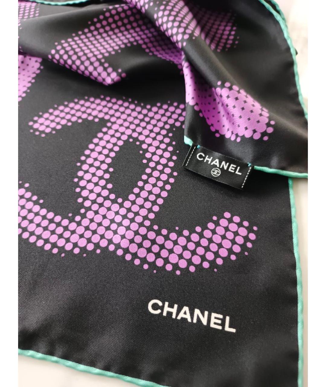 CHANEL Фиолетовый шелковый платок, фото 3