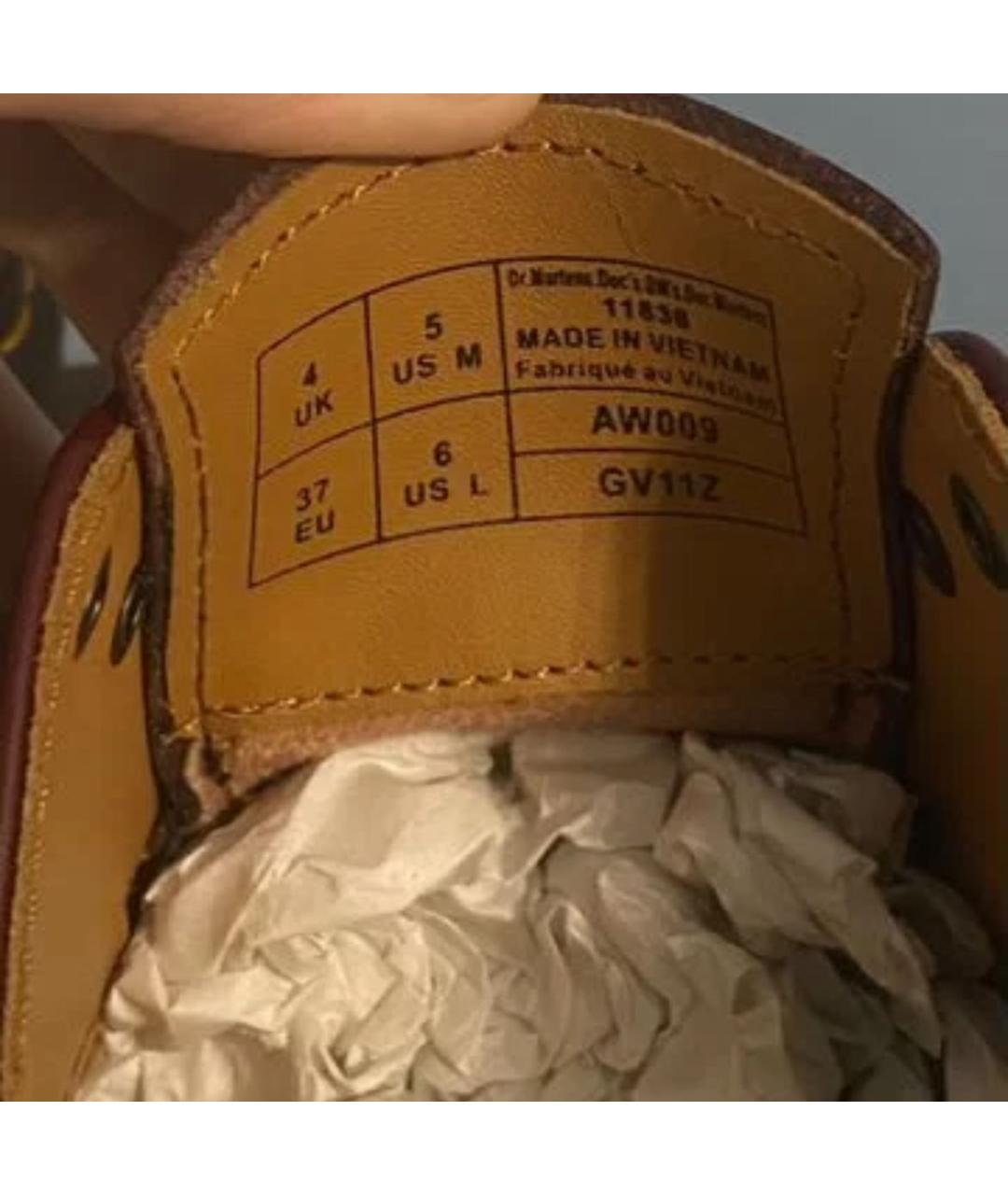 DR. MARTENS Бордовые кожаные брогги и оксфорды, фото 3