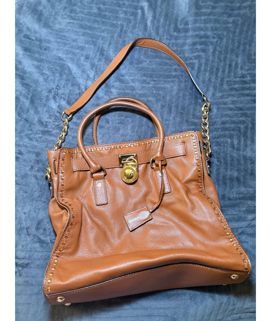 MICHAEL KORS Коричневая кожаная сумка тоут, фото 9