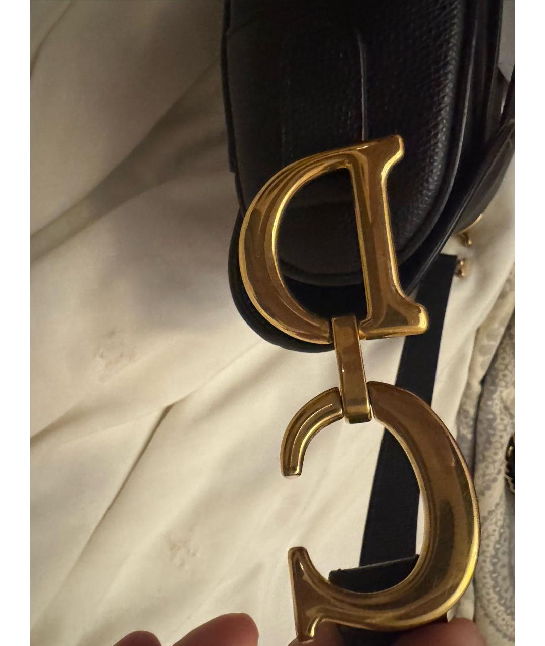 CHRISTIAN DIOR Черная кожаная сумка через плечо, фото 3