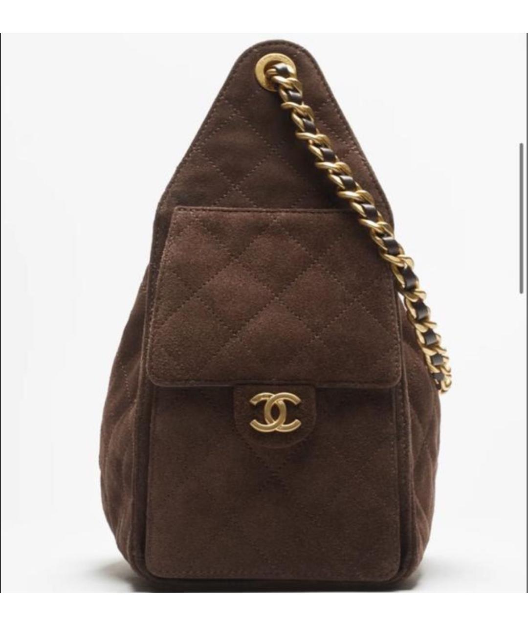 CHANEL Коричневая замшевая сумка через плечо, фото 3