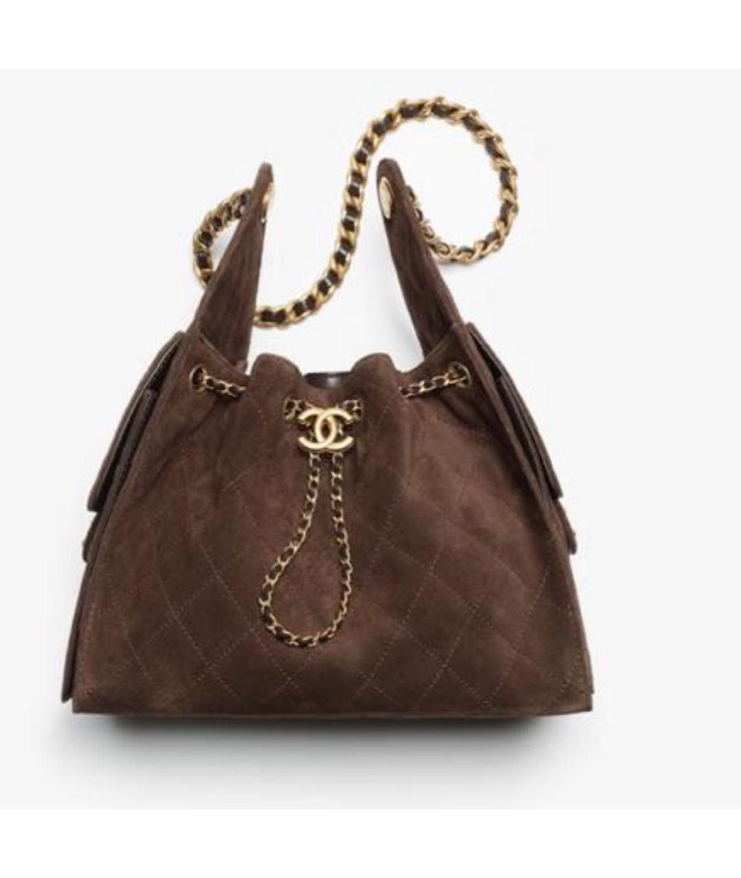 CHANEL Коричневая замшевая сумка через плечо, фото 5