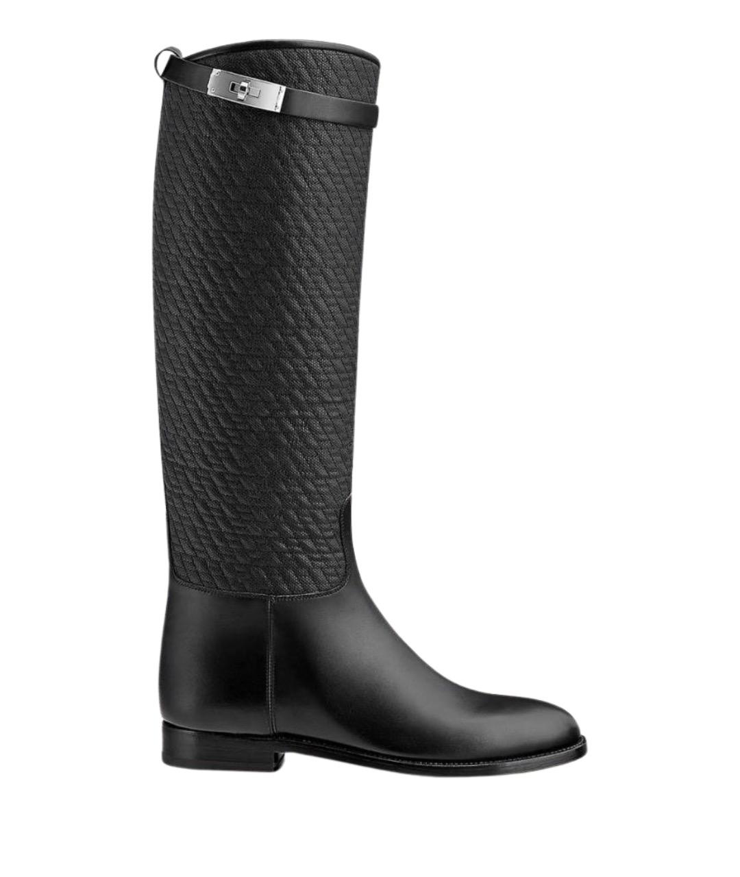 HERMES Черные кожаные сапоги, фото 1