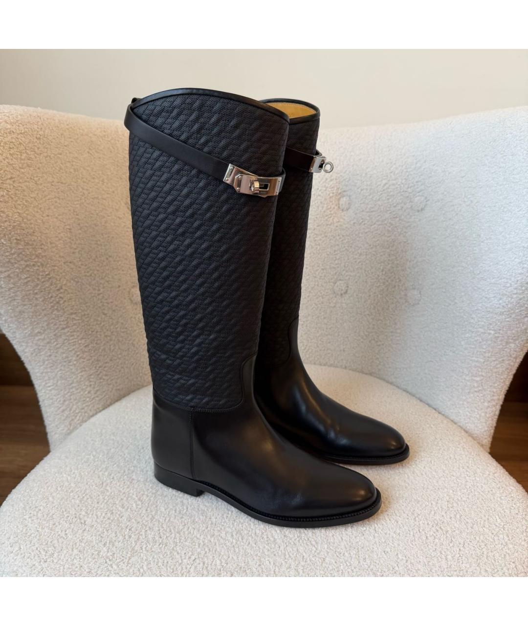 HERMES Черные кожаные сапоги, фото 2