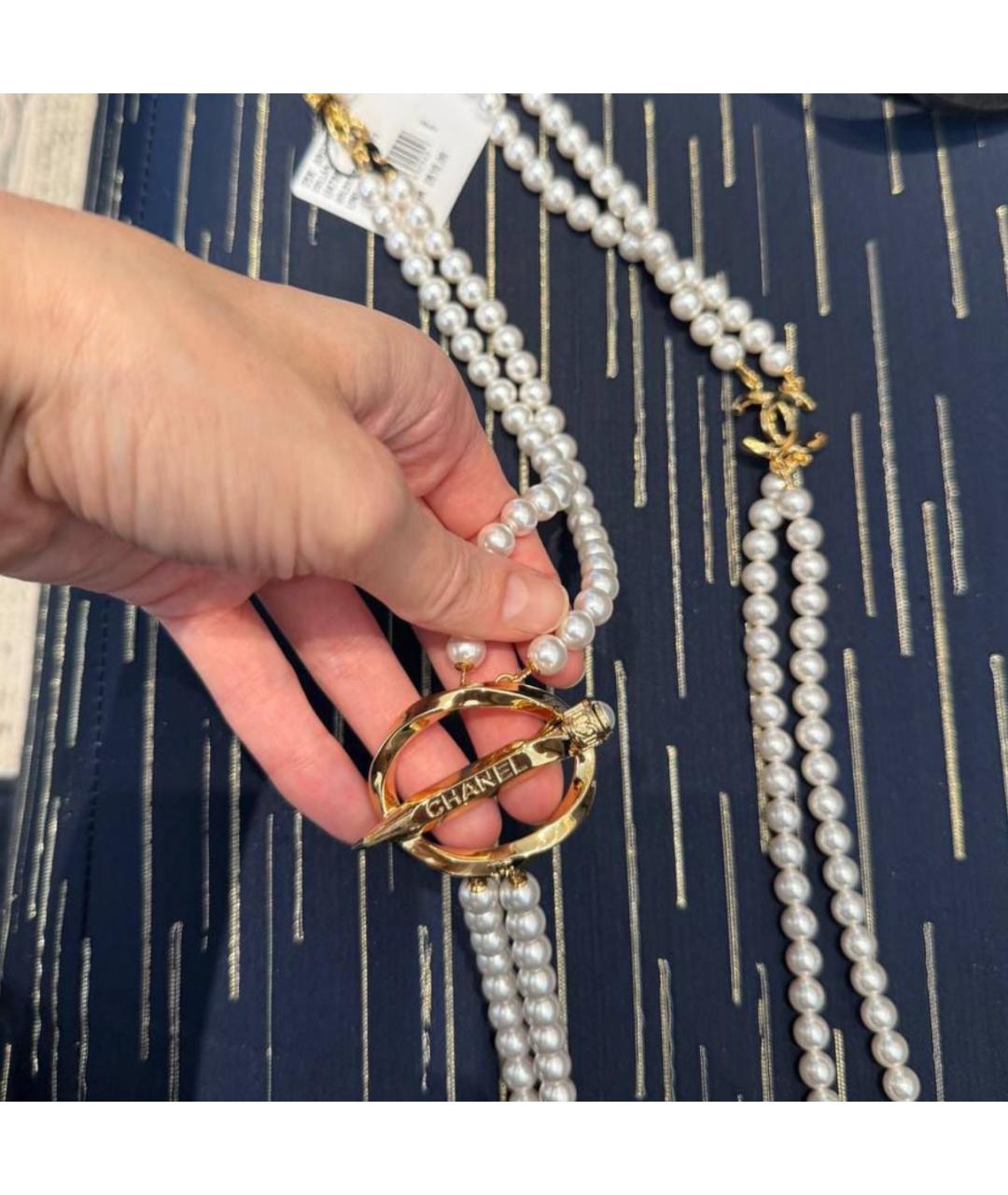 CHANEL Белое жемчужное колье, фото 5