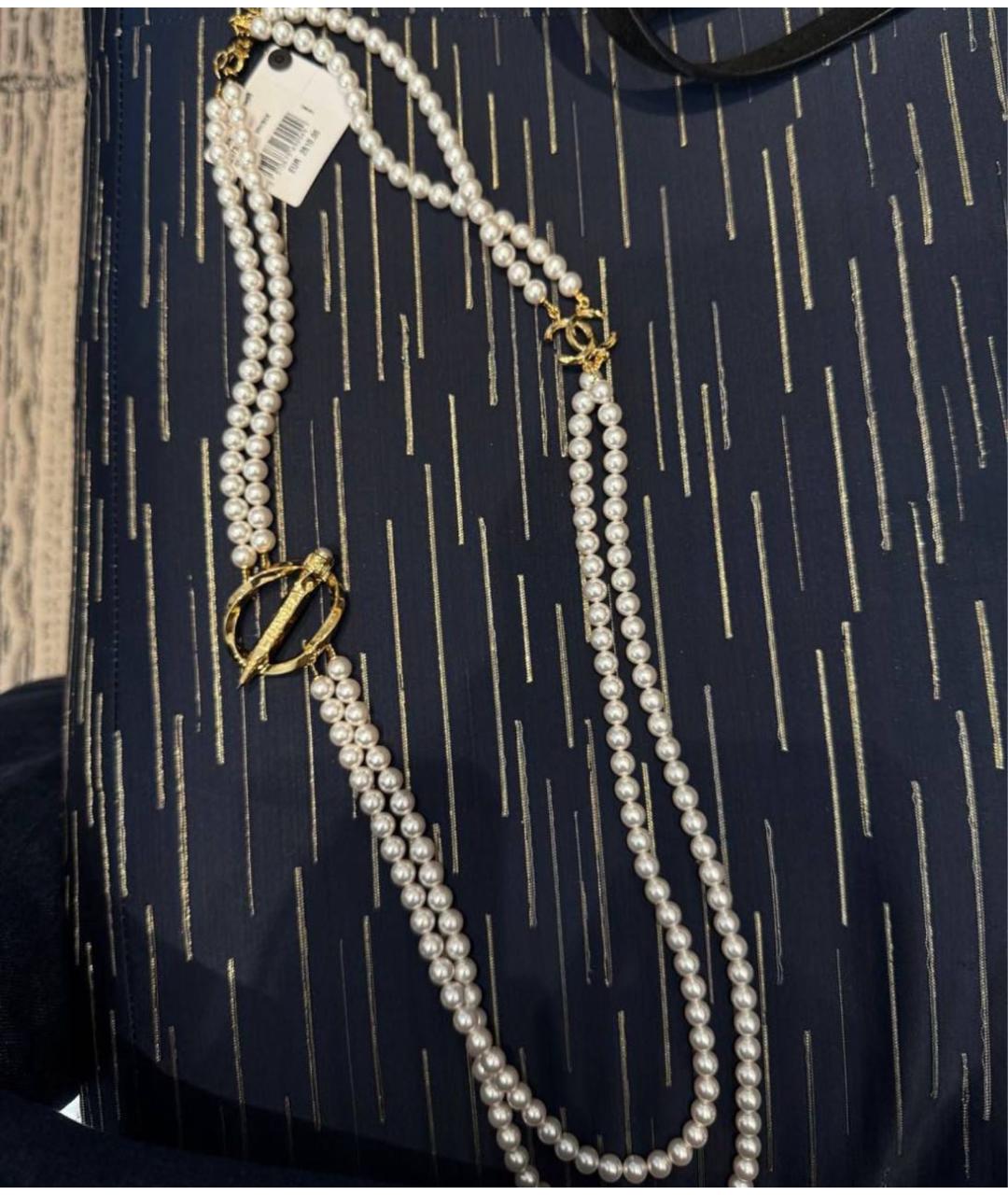 CHANEL Белое жемчужное колье, фото 4