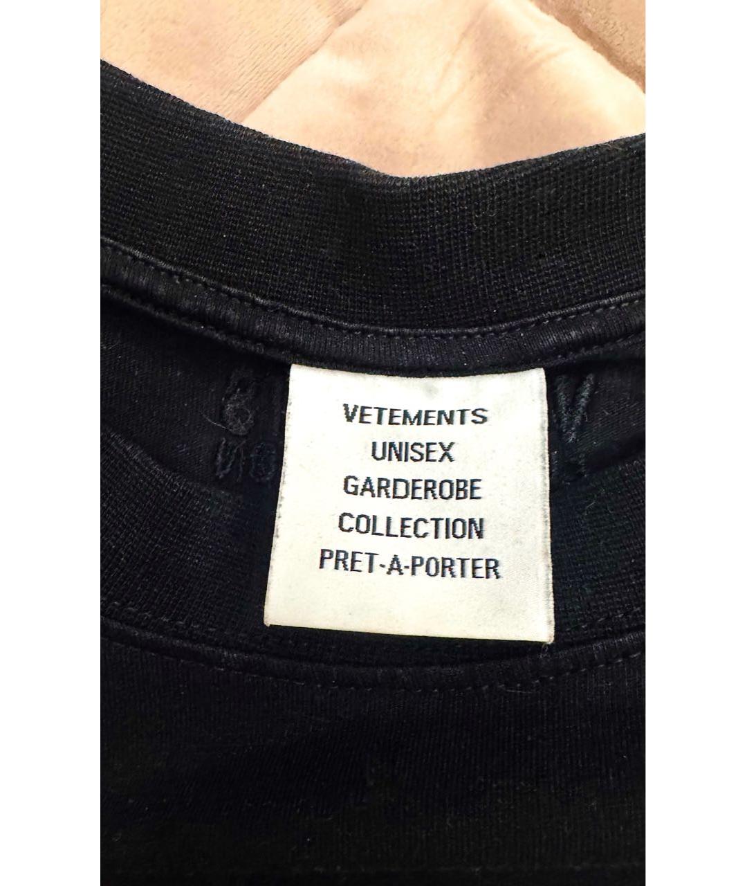 VETEMENTS Черная хлопковая футболка, фото 4