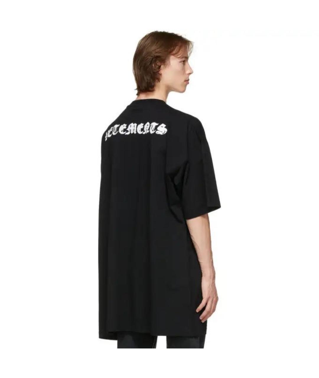VETEMENTS Черная хлопковая футболка, фото 2
