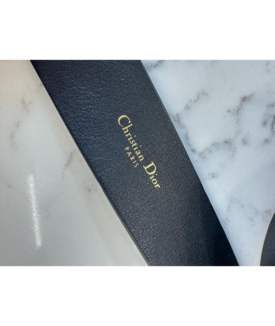 CHRISTIAN DIOR Черный кожаный ремень, фото 3