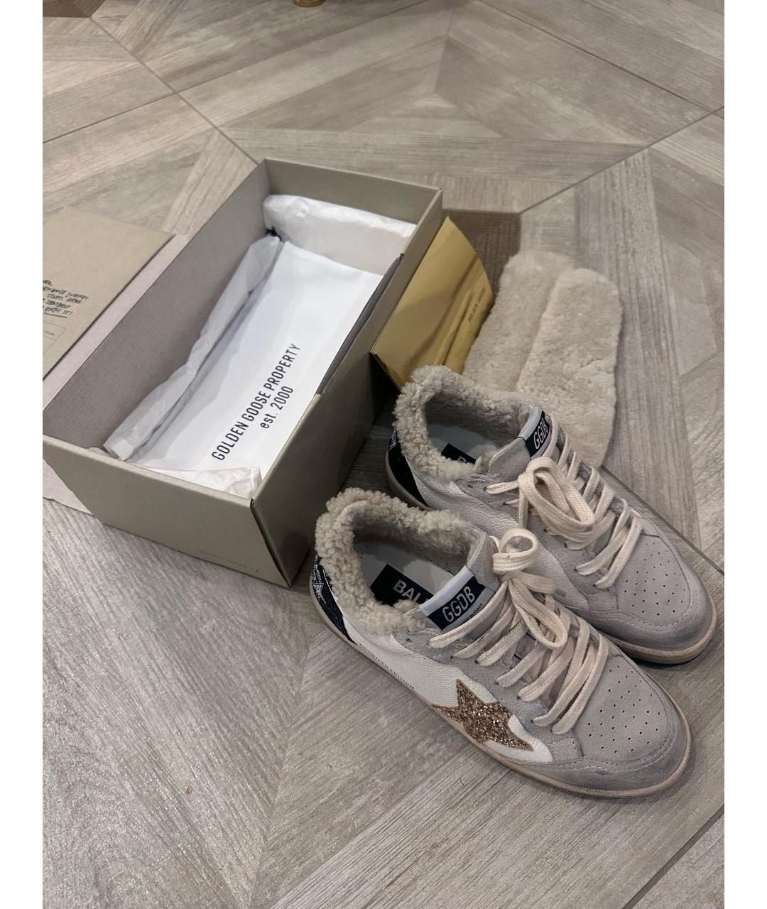 GOLDEN GOOSE DELUXE BRAND Бежевые кожаные кеды, фото 2