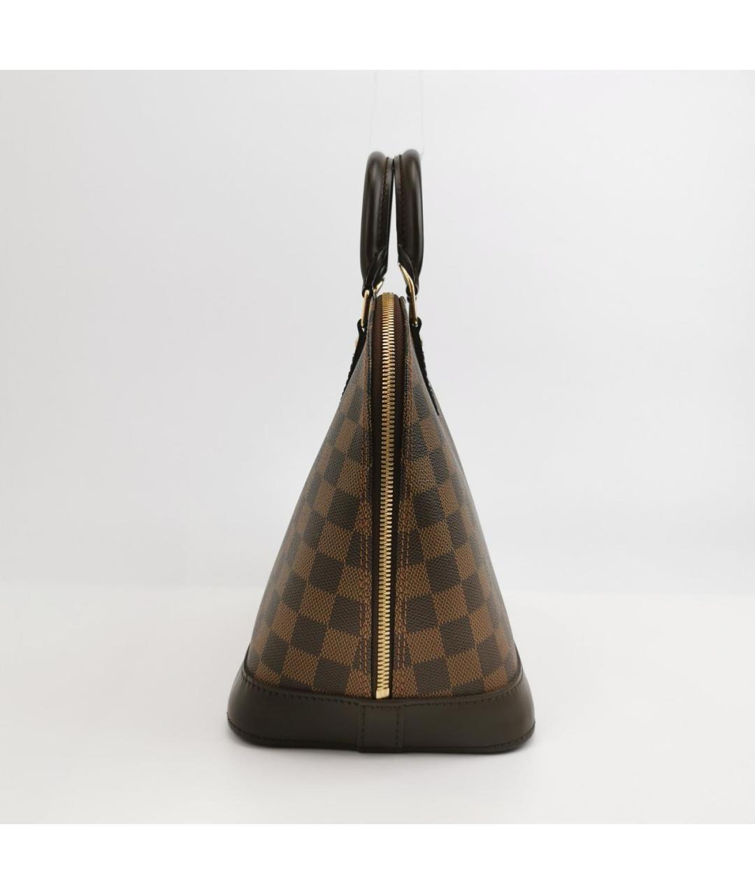 LOUIS VUITTON Коричневая кожаная сумка с короткими ручками, фото 4