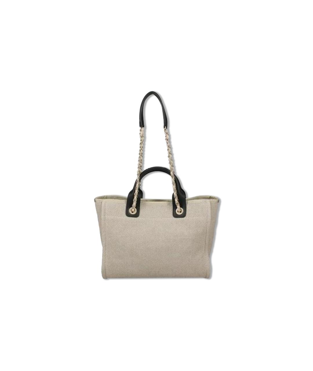 CHANEL Бежевая тканевая сумка через плечо, фото 4