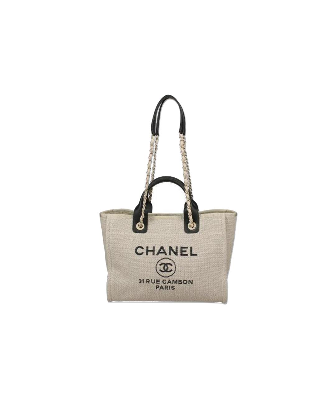 CHANEL Бежевая тканевая сумка через плечо, фото 1