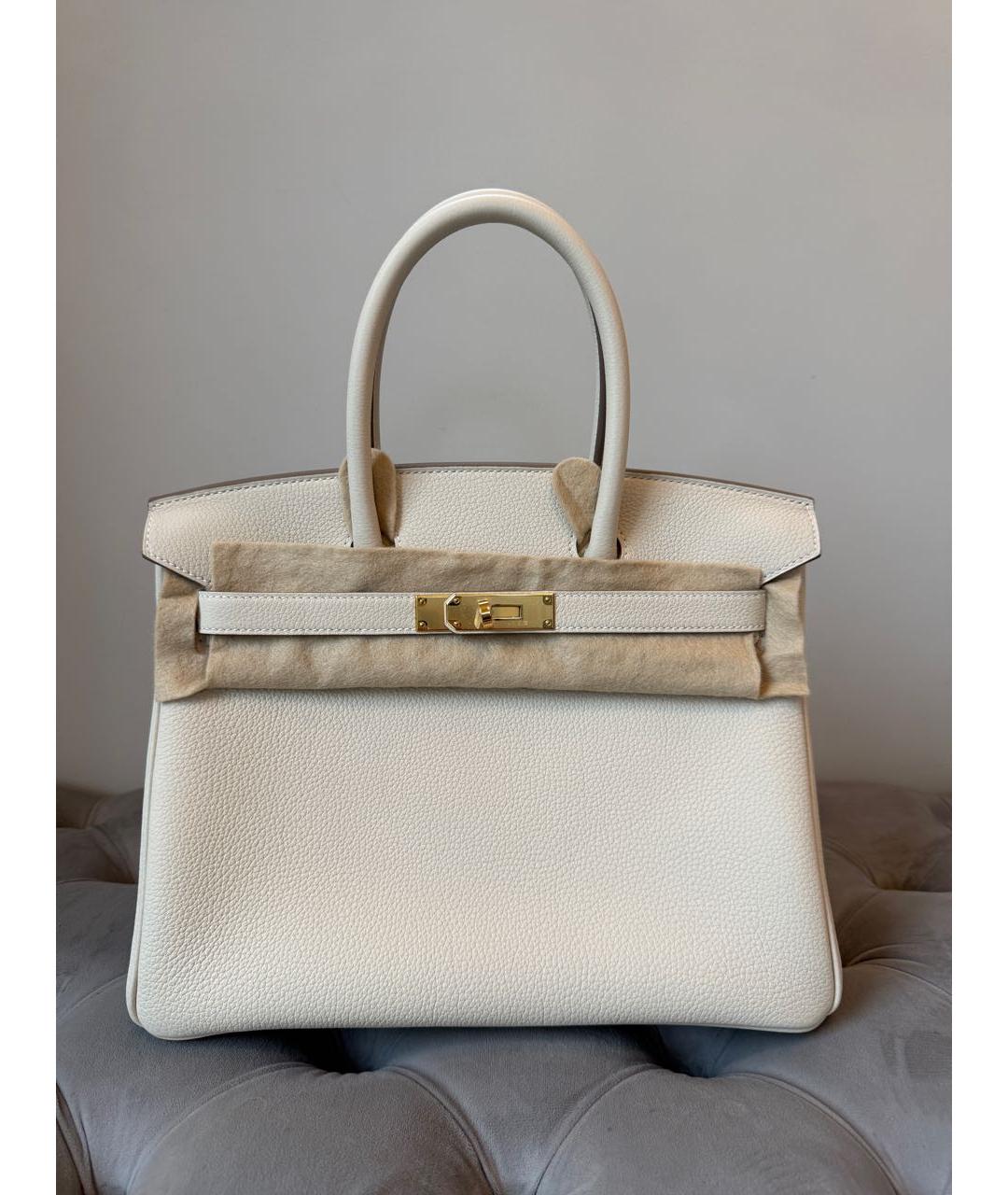 HERMES Бежевая кожаная сумка тоут, фото 5