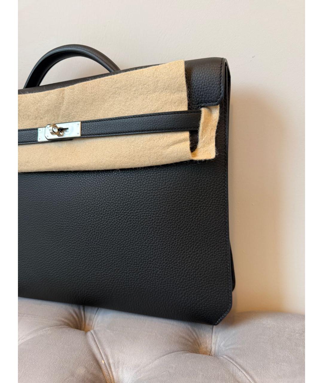 HERMES Черный кожаный портфель, фото 3