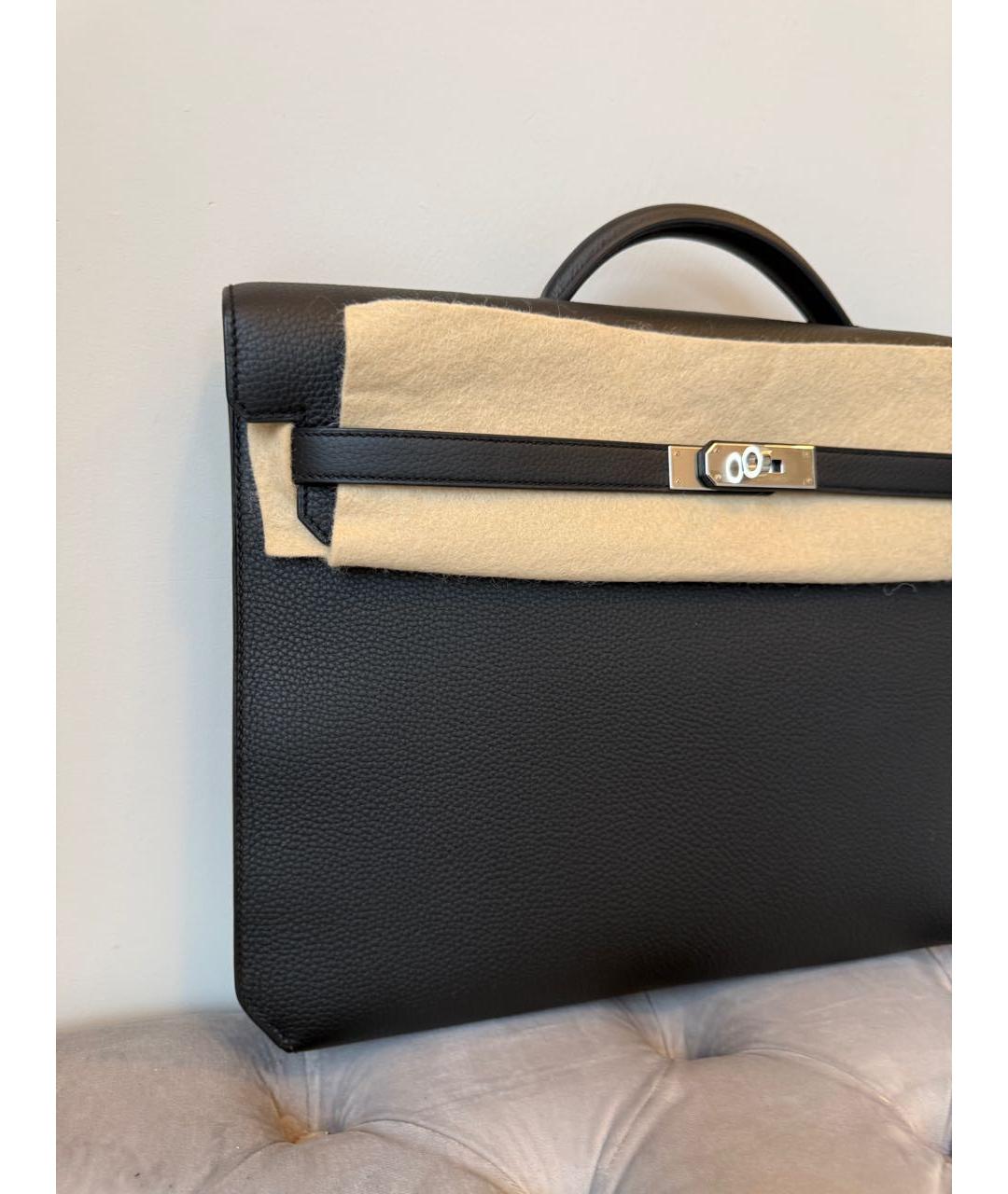 HERMES Черный кожаный портфель, фото 2