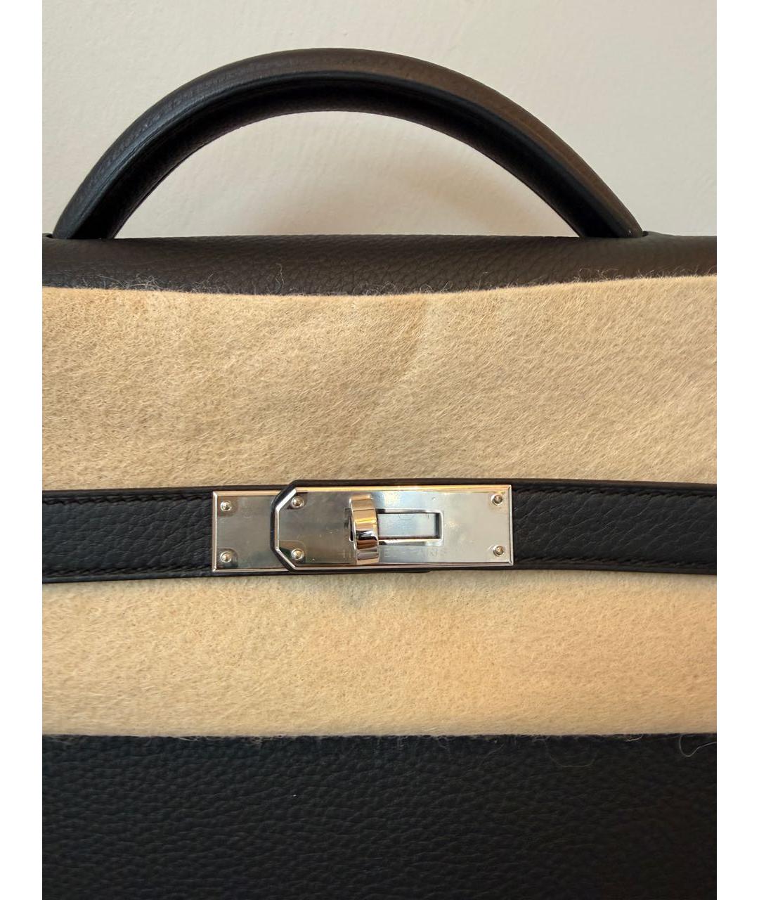 HERMES Черный кожаный портфель, фото 4