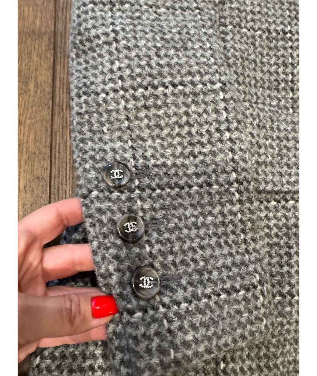 CHANEL Серое шерстяное пальто, фото 3