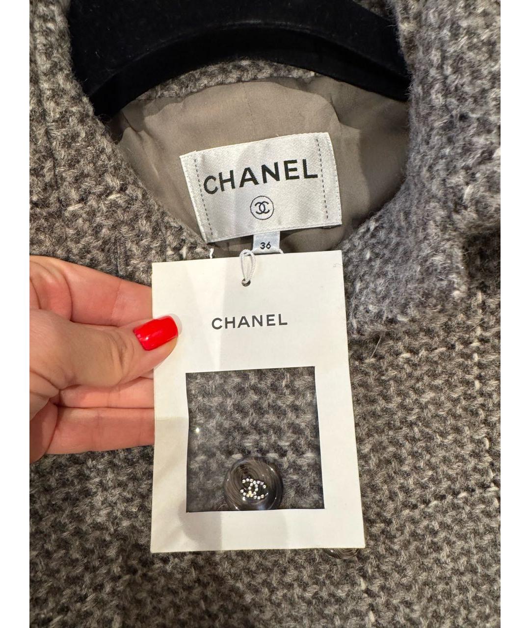 CHANEL Серое шерстяное пальто, фото 5