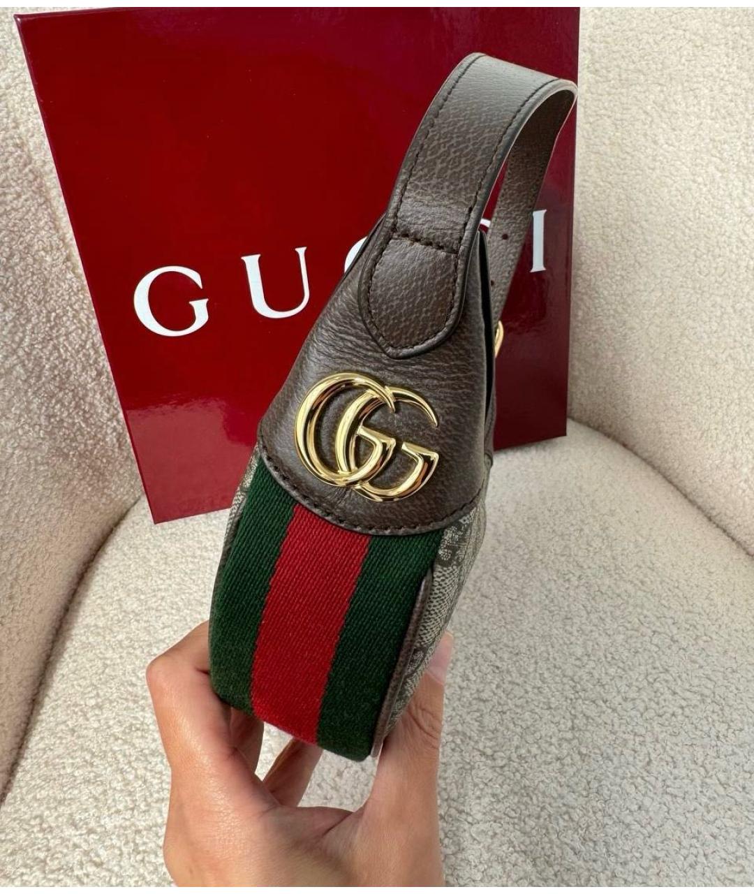 GUCCI Коричневая кожаная сумка с короткими ручками, фото 5
