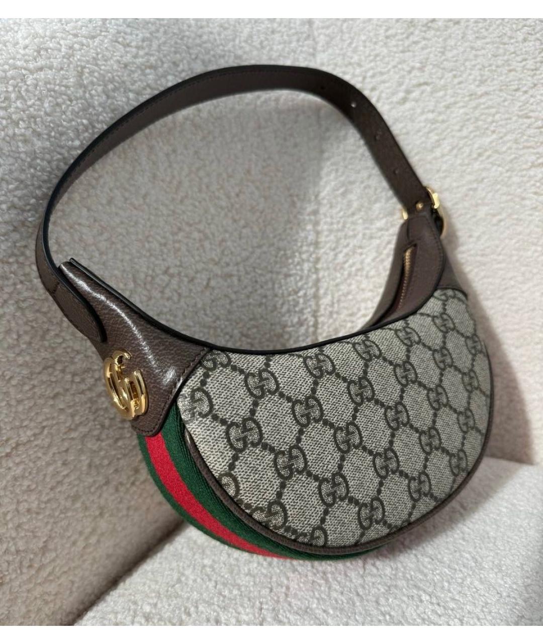 GUCCI Коричневая кожаная сумка с короткими ручками, фото 3