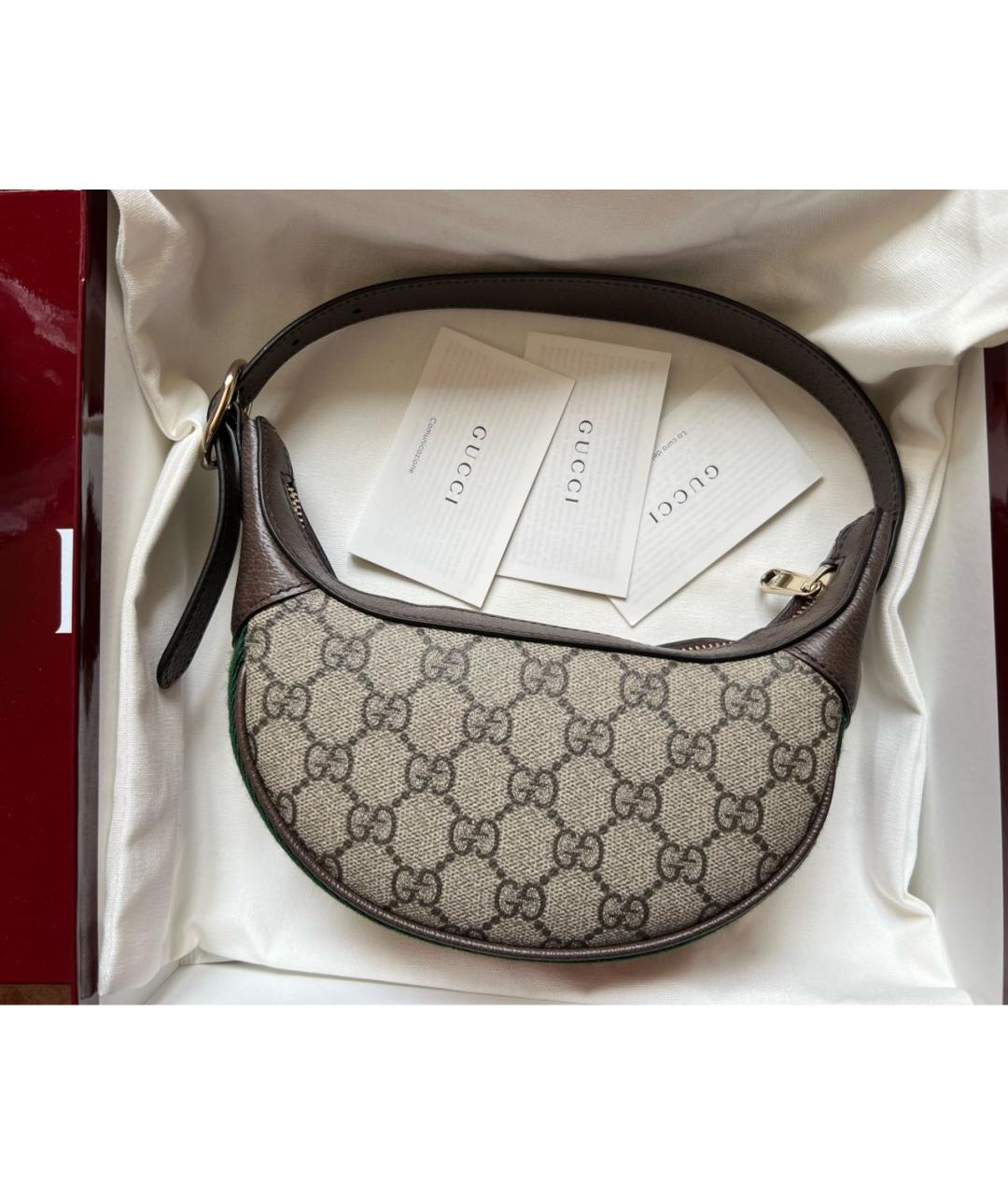 GUCCI Коричневая кожаная сумка с короткими ручками, фото 2