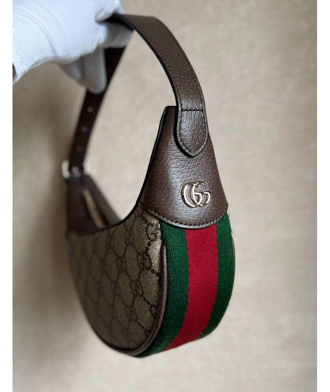 GUCCI Коричневая кожаная сумка с короткими ручками, фото 5