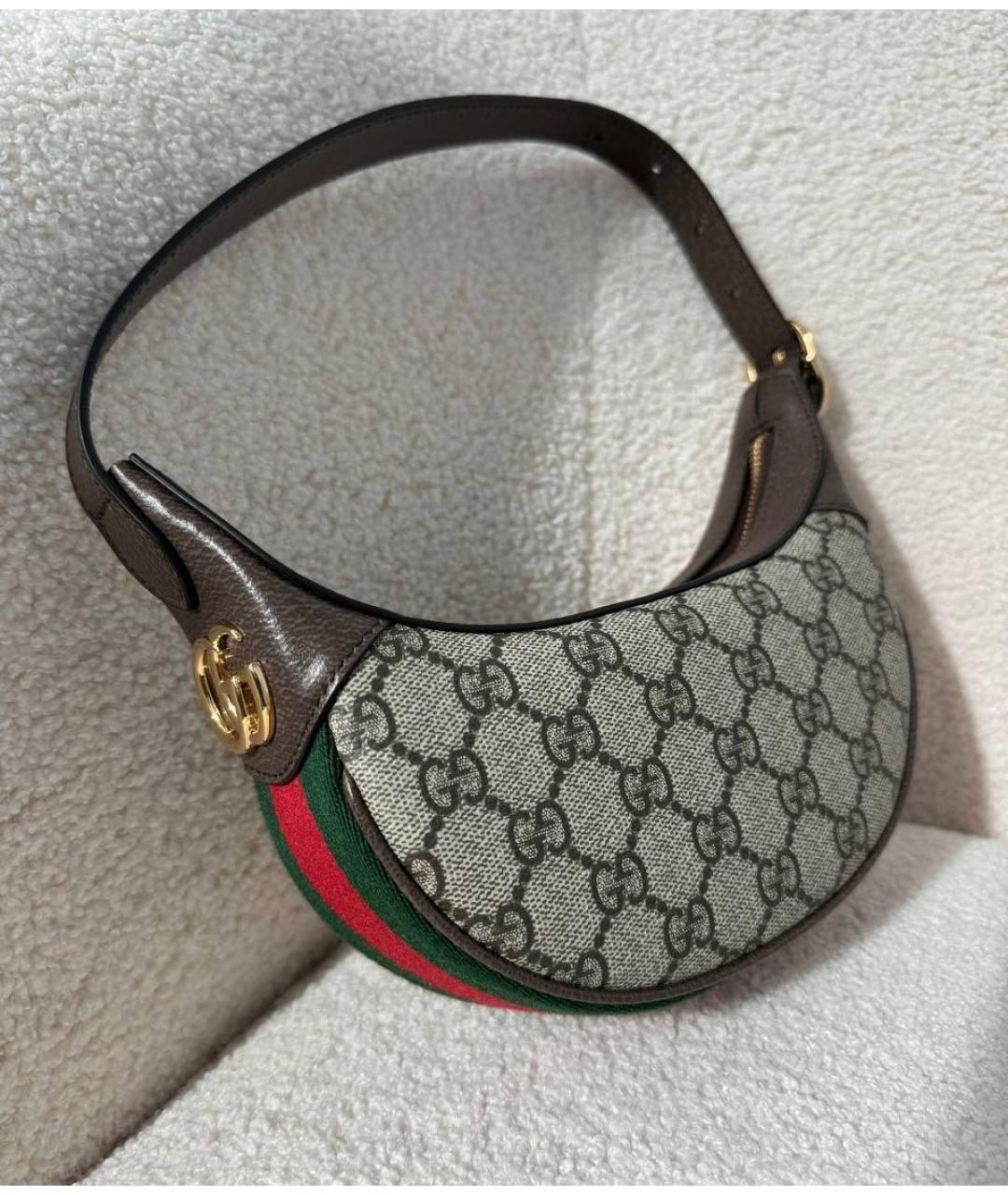 GUCCI Коричневая кожаная сумка с короткими ручками, фото 3