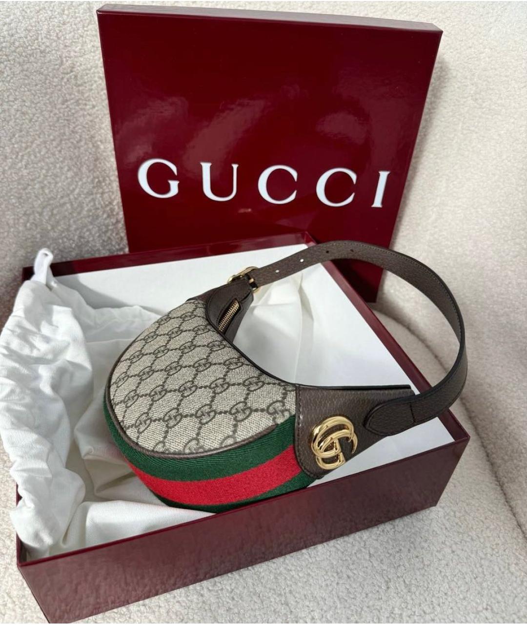 GUCCI Коричневая кожаная сумка с короткими ручками, фото 2