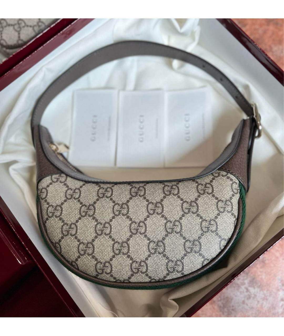 GUCCI Коричневая кожаная сумка с короткими ручками, фото 2