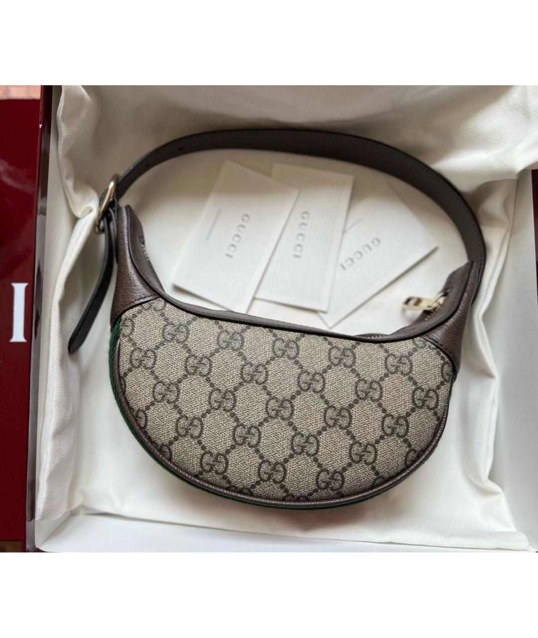GUCCI Коричневая кожаная сумка с короткими ручками, фото 6