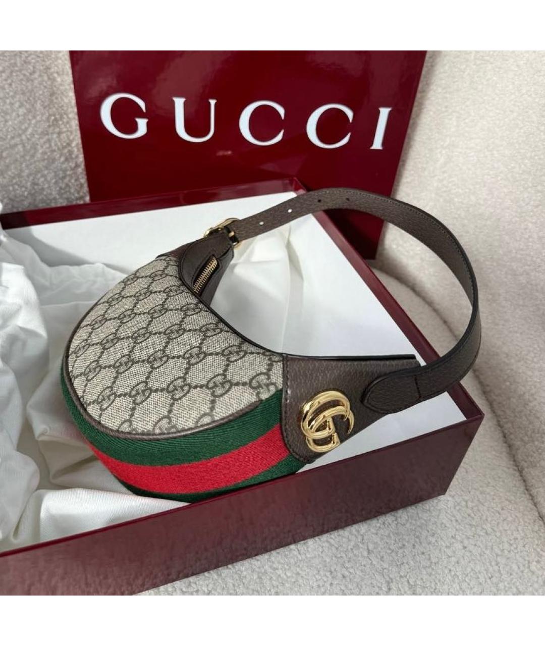 GUCCI Коричневая кожаная сумка с короткими ручками, фото 2