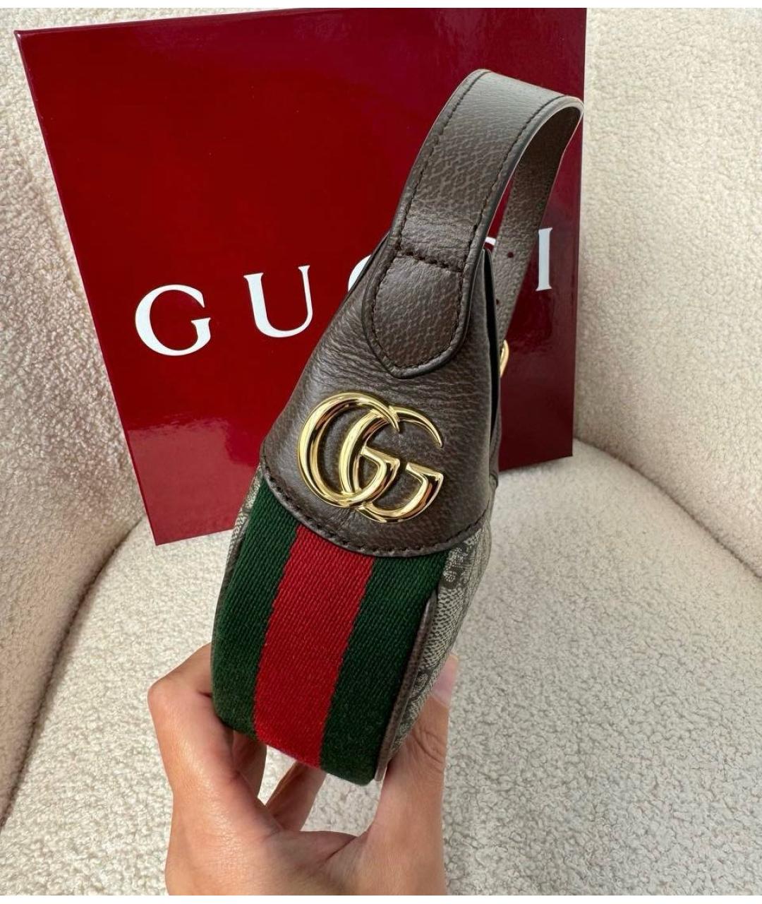 GUCCI Коричневая кожаная сумка с короткими ручками, фото 5
