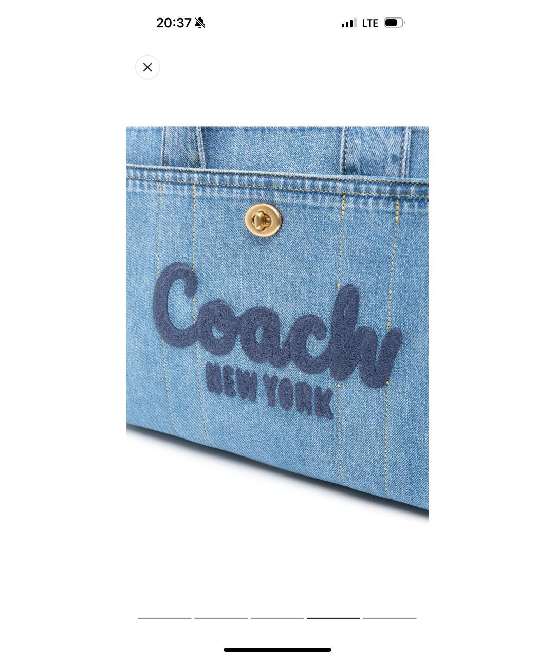 COACH Синяя деним сумка тоут, фото 4