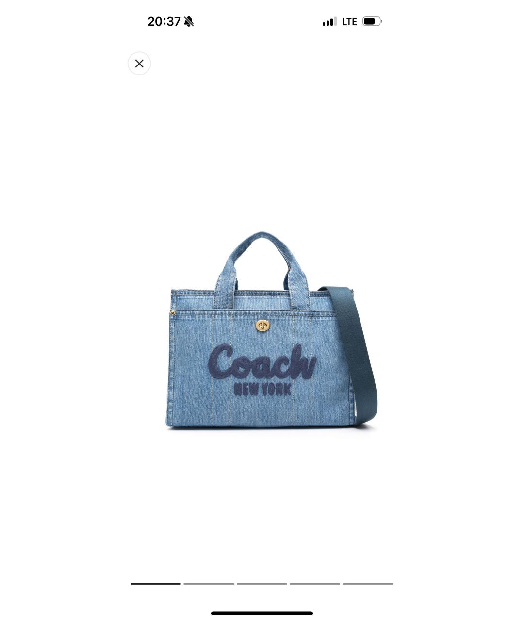 COACH Синяя деним сумка тоут, фото 6