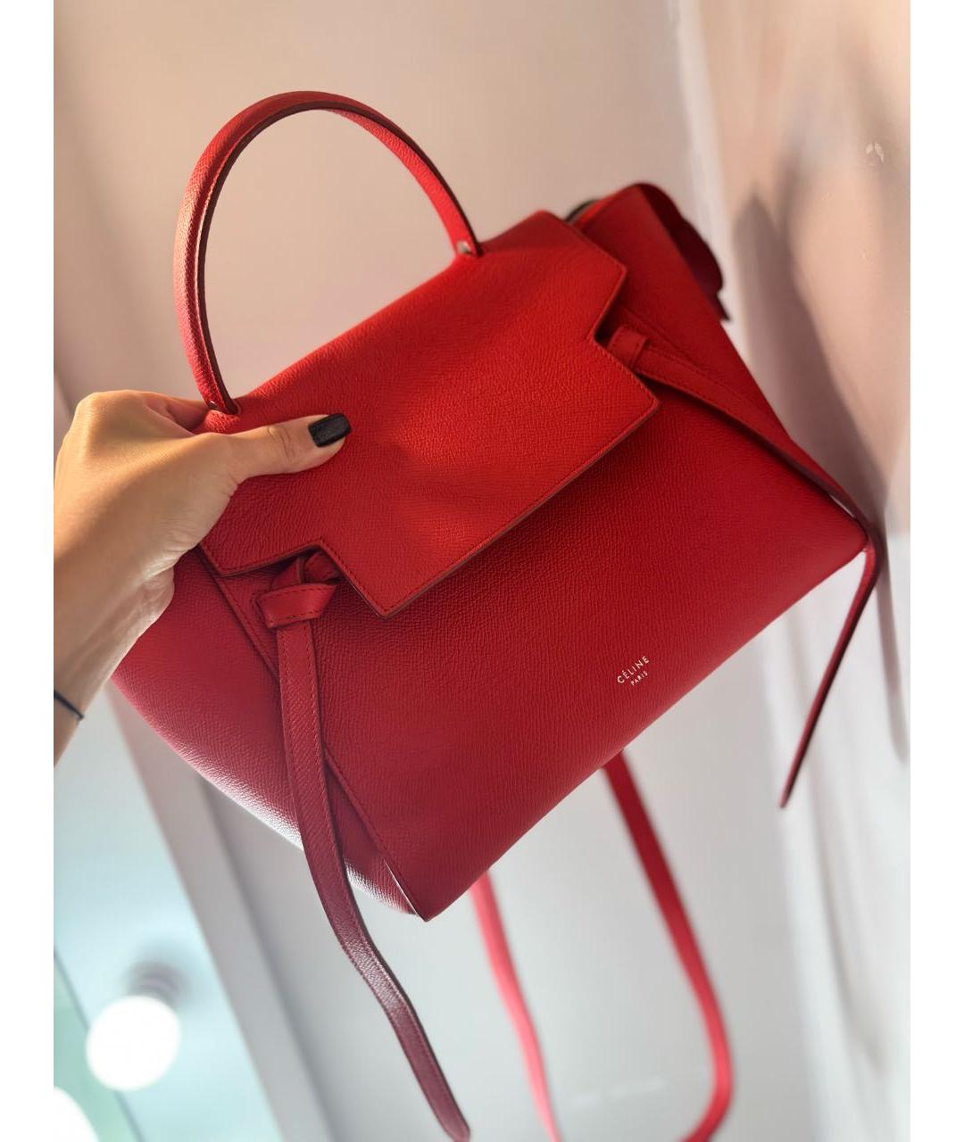 CELINE Красная кожаная сумка тоут, фото 4