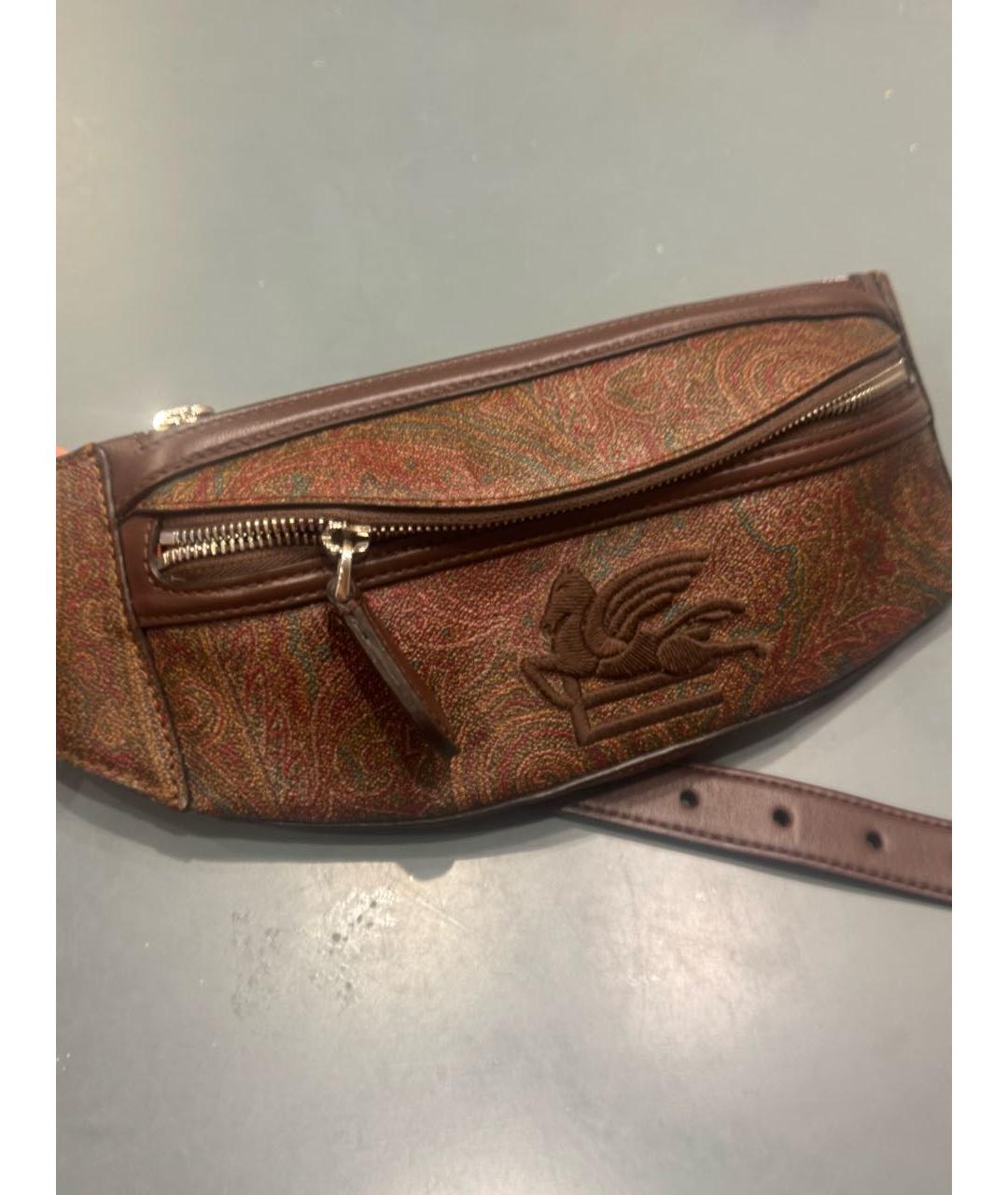 ETRO Коричневая поясная сумка из искусственной кожи, фото 5