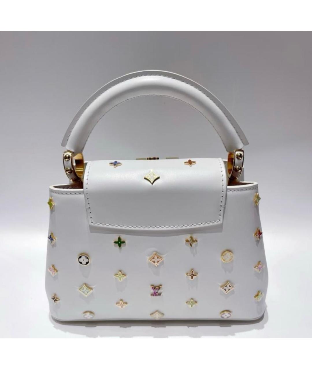 LOUIS VUITTON Белая кожаная сумка с короткими ручками, фото 2