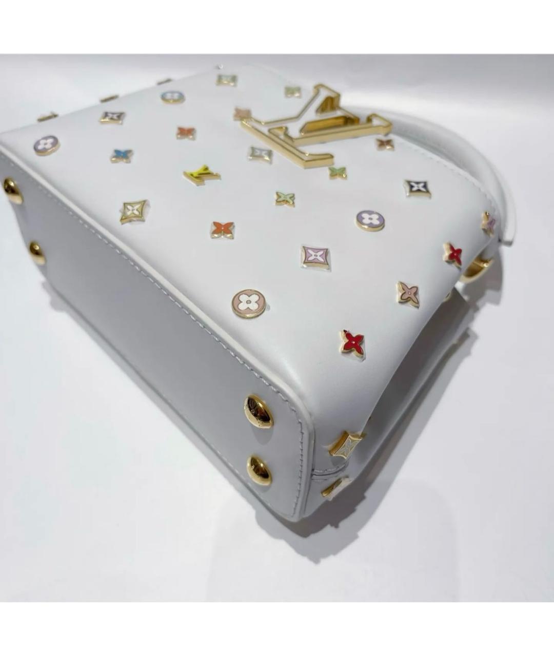 LOUIS VUITTON Белая кожаная сумка с короткими ручками, фото 5
