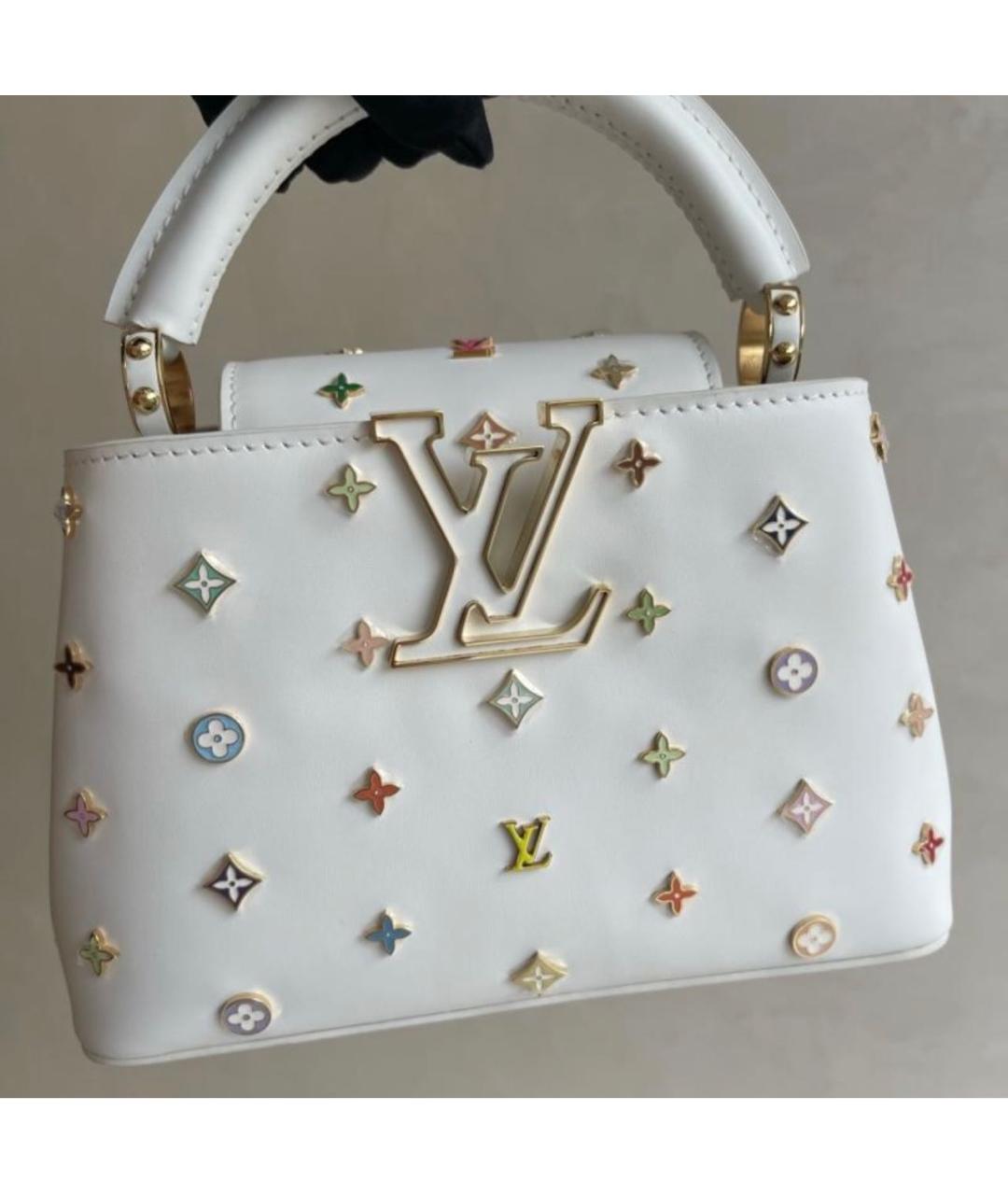 LOUIS VUITTON Белая кожаная сумка с короткими ручками, фото 8