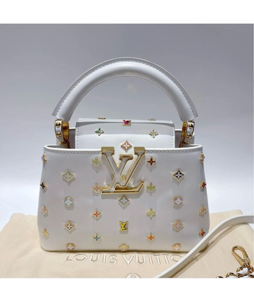 LOUIS VUITTON Белая кожаная сумка с короткими ручками, фото 9