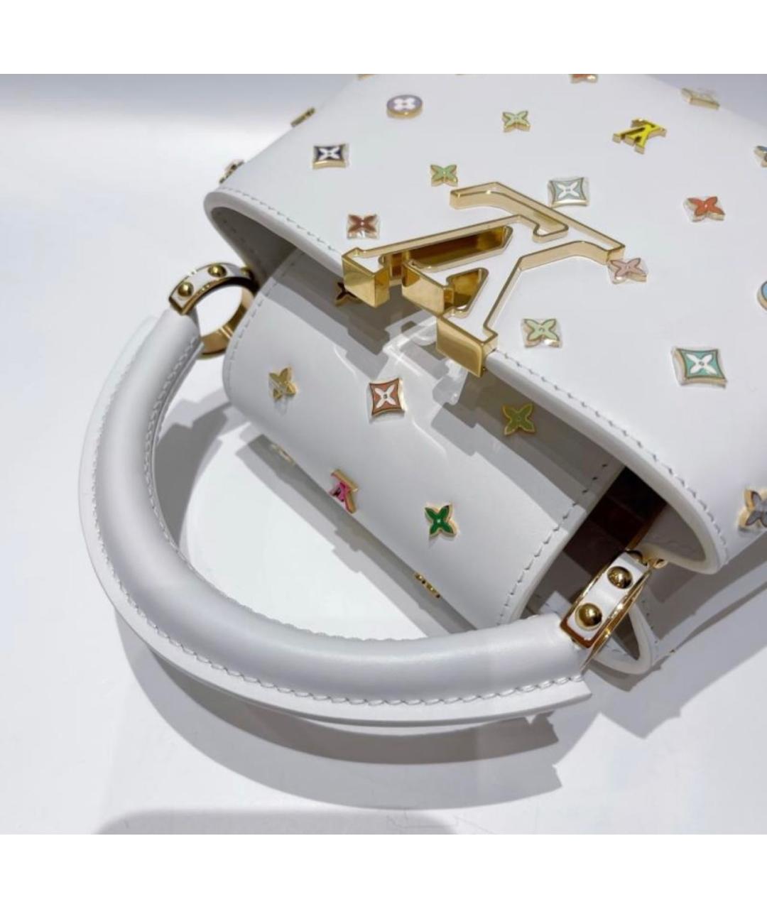 LOUIS VUITTON Белая кожаная сумка с короткими ручками, фото 6