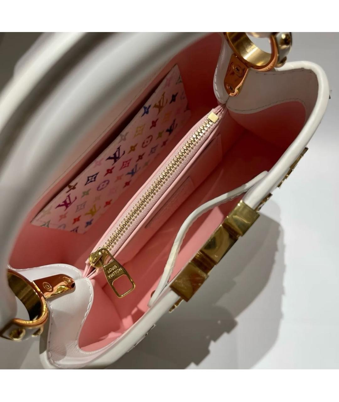 LOUIS VUITTON Белая кожаная сумка с короткими ручками, фото 4