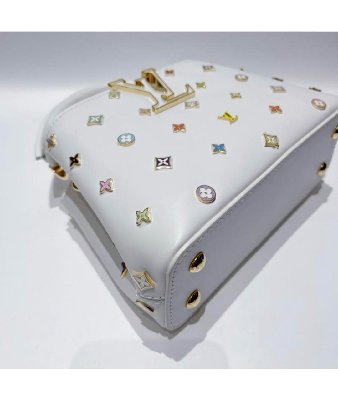LOUIS VUITTON Белая кожаная сумка с короткими ручками, фото 3