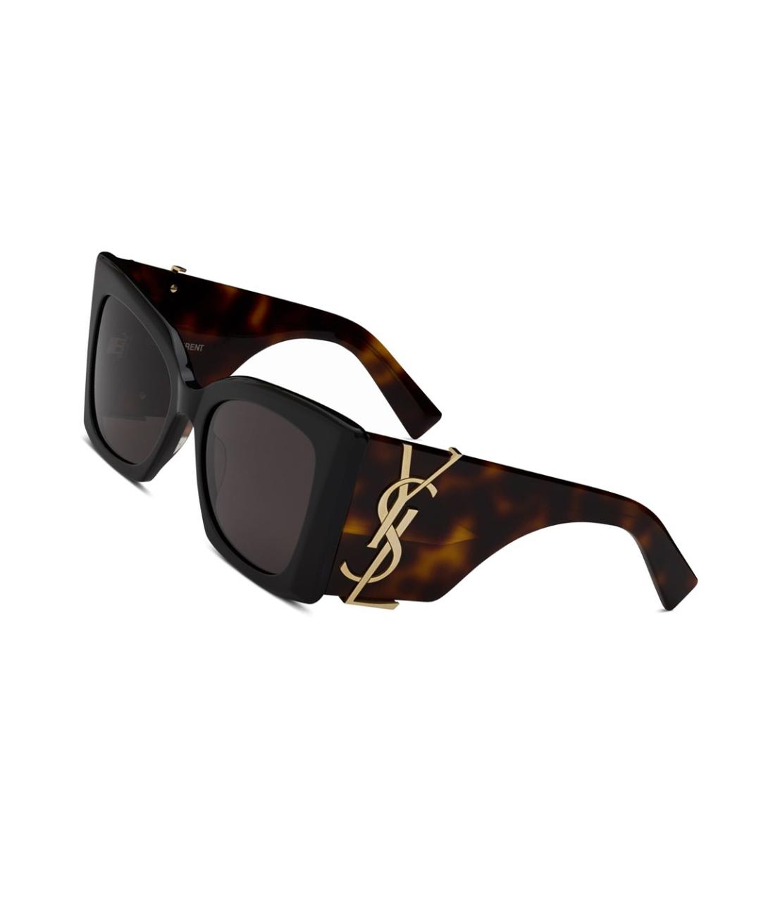 SAINT LAURENT Коричневые пластиковые солнцезащитные очки, фото 3