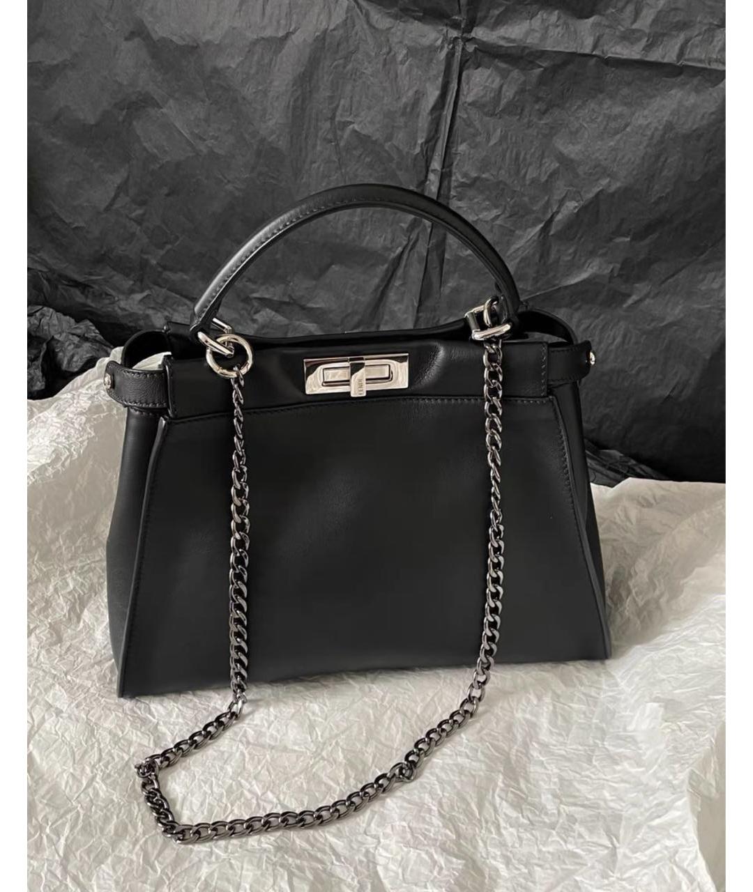 FENDI Черная кожаная сумка через плечо, фото 6